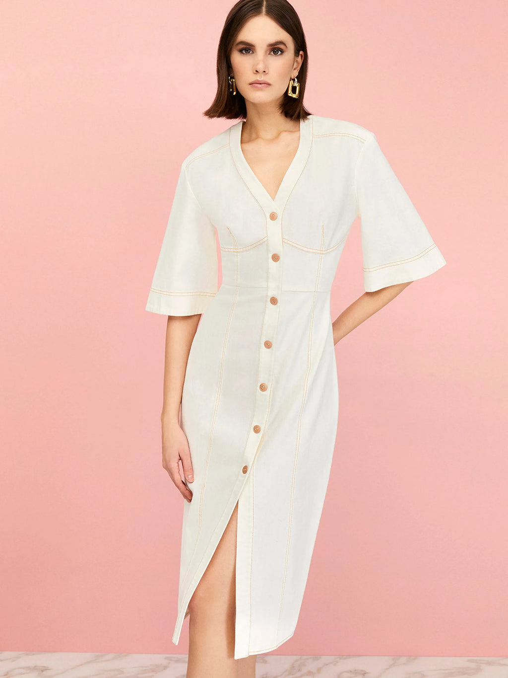 Stitch Detail Midi Denim Dress